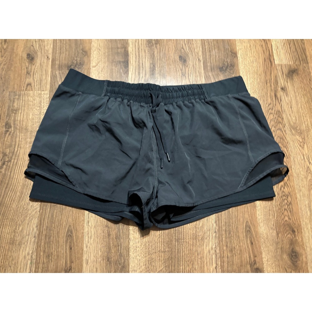 MPG Sport Shorts Women Size XXL Black Shorts 2-in-1 Layered Drawstring Running